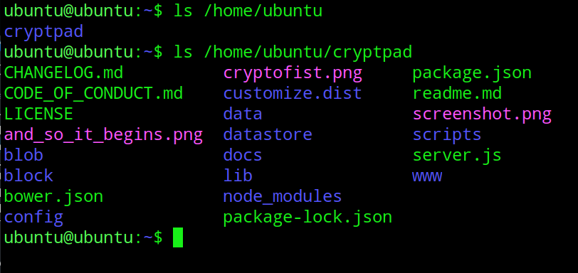 Terminal view of directories